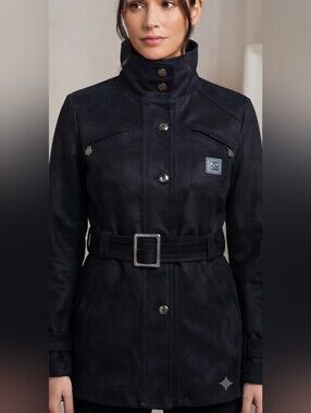 Reportage R.E.A. Dark Navy Blue Suede Belted Trench Coat